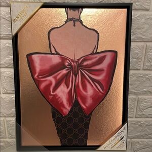#131. Framed Art with Red Bow Design